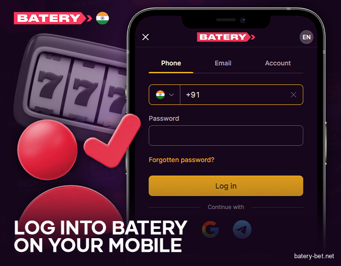 Log in to your account in the Batery app - guide