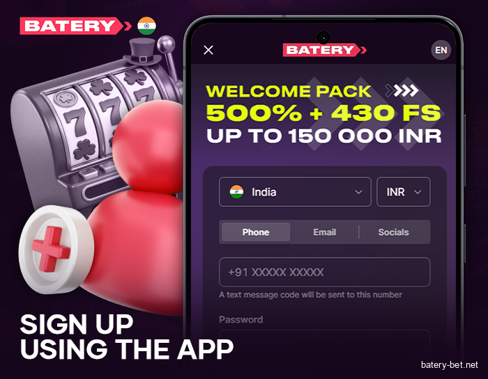 Registration in the Batery mobile app - instructions for Indian players