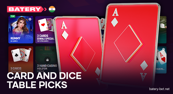 Card games at Batery Casino - table games for real money