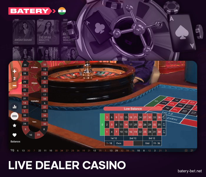 Play live games on the Batery website - games with a live dealer