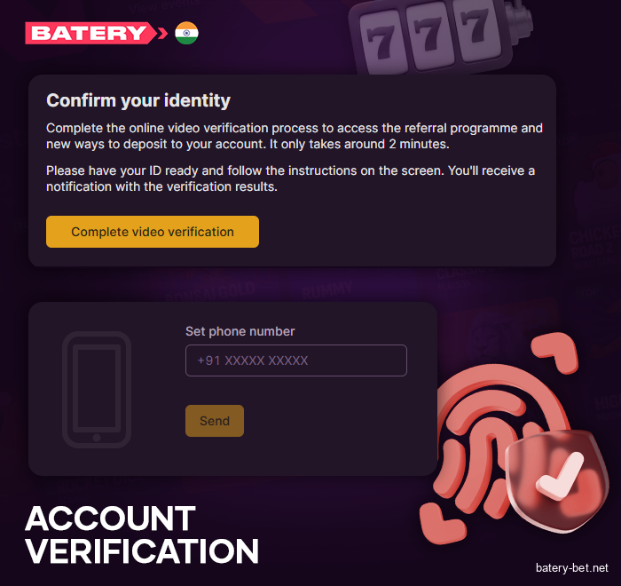 How to verify a player's identity at Batery online casino 