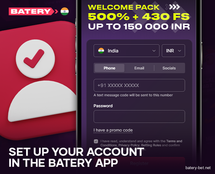 Creating an account in the Batery India app
