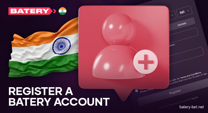 Registering a personal account at Batery India online casino