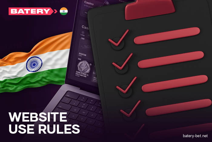 Read the terms and conditions of Batery Casino for residents of India